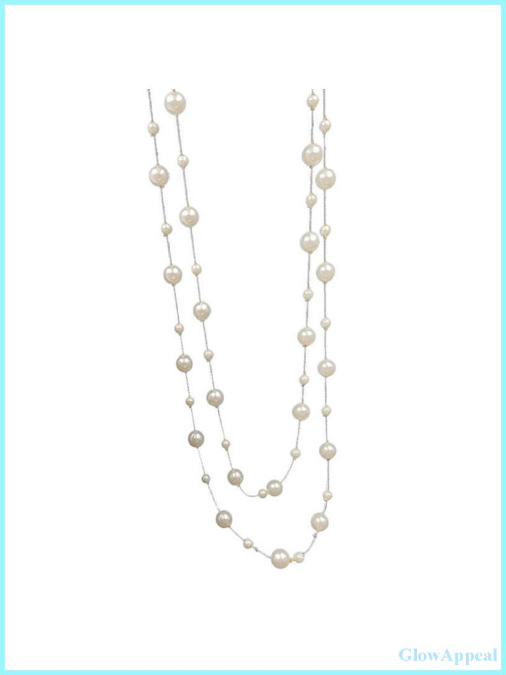 Long Imitation Pearl Strand Necklace Women Layered Sweater Chain